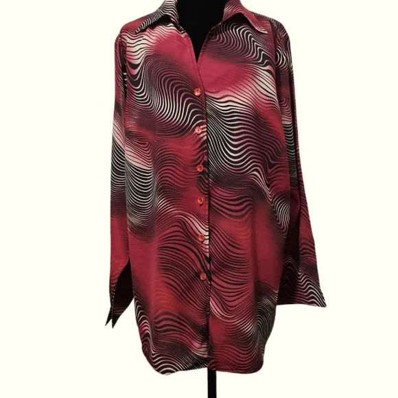 ASHLEY STEWART Women's Button-down Blouse in Hypnotic Print 16W - Picture 7 of 8